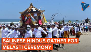 Balinese Hindus Gather for Melasti Purification Ceremony