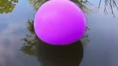 membuat gelembung sabun yang besar berisi asap vapor ungu yang indah
