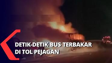 Detik-Detik Bus Bermuatan Penumpang Terbakar di Tol Pejagan-Pemalang