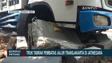 Diduga Ngantuk, Sopir Truk Tabrak Pembatas Jalur Transjakarta di Jatinegara