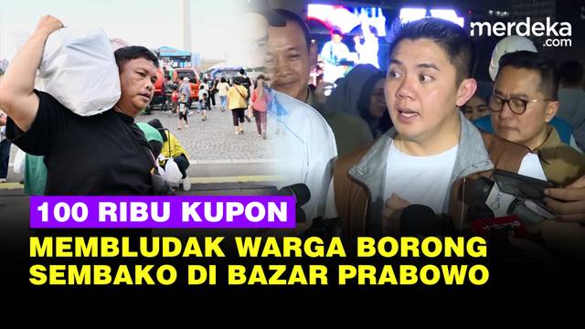Membludak! Warga 'Borong' Sembako Bazar di Monas,  Prabowo Bagi 100 Ribu Kupon Gratis