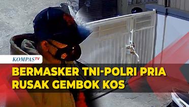Pria Bermasker TNI Polri Terekam CCTV Merusak Gembok Rumah Kos di Sidoarjo