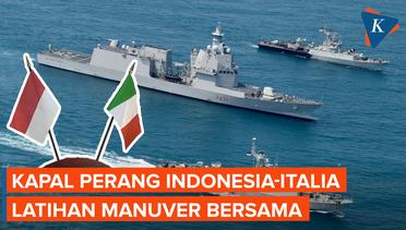Korvet TNI AL Latihan Bersama Kapal Perang Italia di Teluk Jakarta
