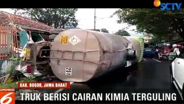 Tak Kuat Menanjak, Truk Bermuatan Cairan Kimia Terguling di Bogor - Liputan6 Petang Terkini