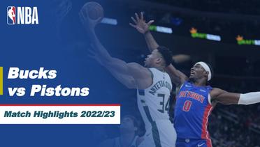 Match Highlights | Milwaukee Bucks vs Detroit Pistons | NBA Regular Season 2022/23