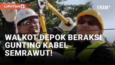 Wali Kota Depok Turun Tangan Guntingi Kabel Semrawut di Jalan Tole Iskandar