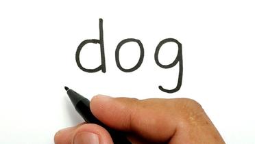 WOW KEREN, belajar cara menggambar kata DOG menjadi ANJING LUCU dengan mudah