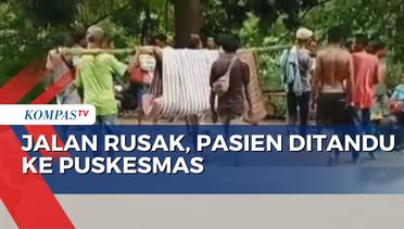 Jalan Rusak, Pasien di Sikka NTT Terpaksa Ditandu ke Puskesmas Sejauh 6 Km