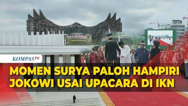 Momen Surya Paloh Hampiri Jokowi Usai Pengibaran Bendera Upacara HUT ke-79 RI di IKN