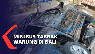 Mengantuk, Pengemudi Minibus Hilang Kendali dan Tabrak Warung Warga di Gianyar Bali