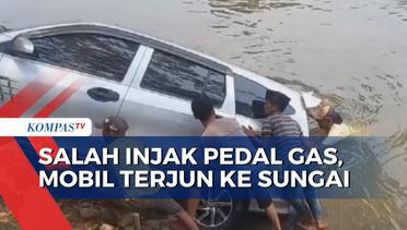 Mobil Berisikan Satu Keluarga Terjun ke Sungai, Seluruh Penumpang Selamat