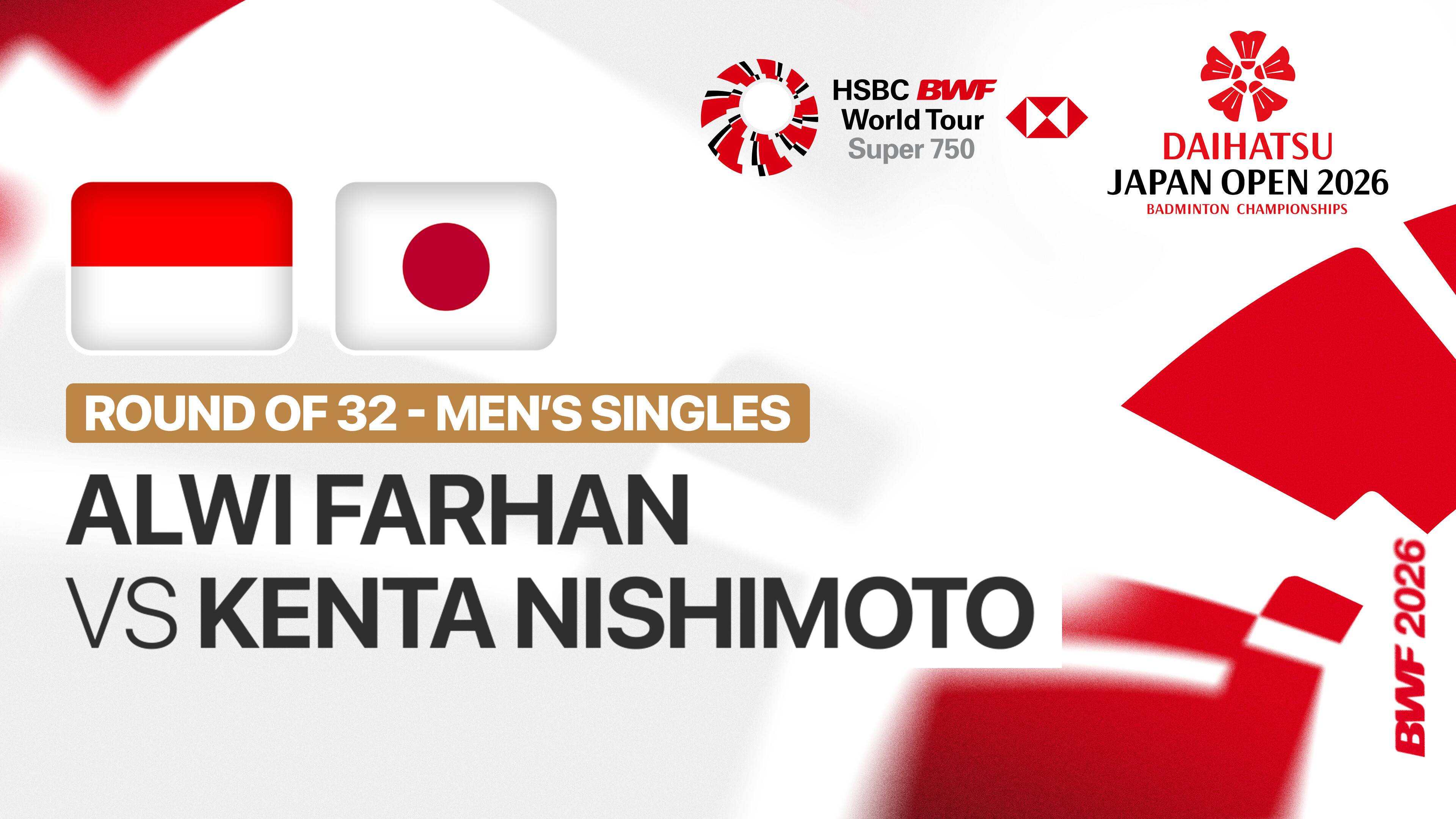 Alwi Farhan (INA) vs Kenta Nishimoto (JPN) - Men's Singles Round of 32 | DAIHATSU Japan Open 2026