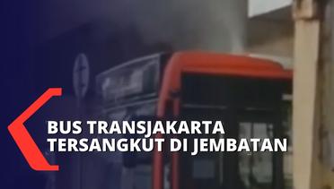 Akibat Tidak Memperhatikan Rambu Batas Ketinggian, Bus Transjakarta Nyangkut di Jembatan Matraman