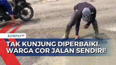 Kesal Jalan Rusak Tak Kunjung Perbaiki, Warga di Tuah Madani Pekanbaru Cor Jalan Sendiri!