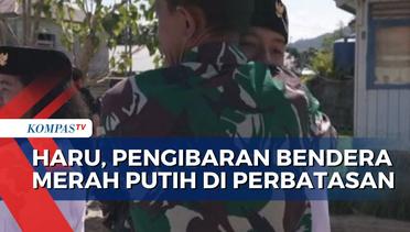 Momen Haru Pengibaran Bendera Merah Putih di Upacara HUT ke-78 RI di Perbatasan Indonesia