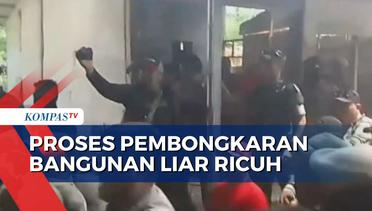 Proses Pembongkaran Bangunan Liar di Bogor Ricuh, 2 Polisi Jadi Korban Lemparan Batu