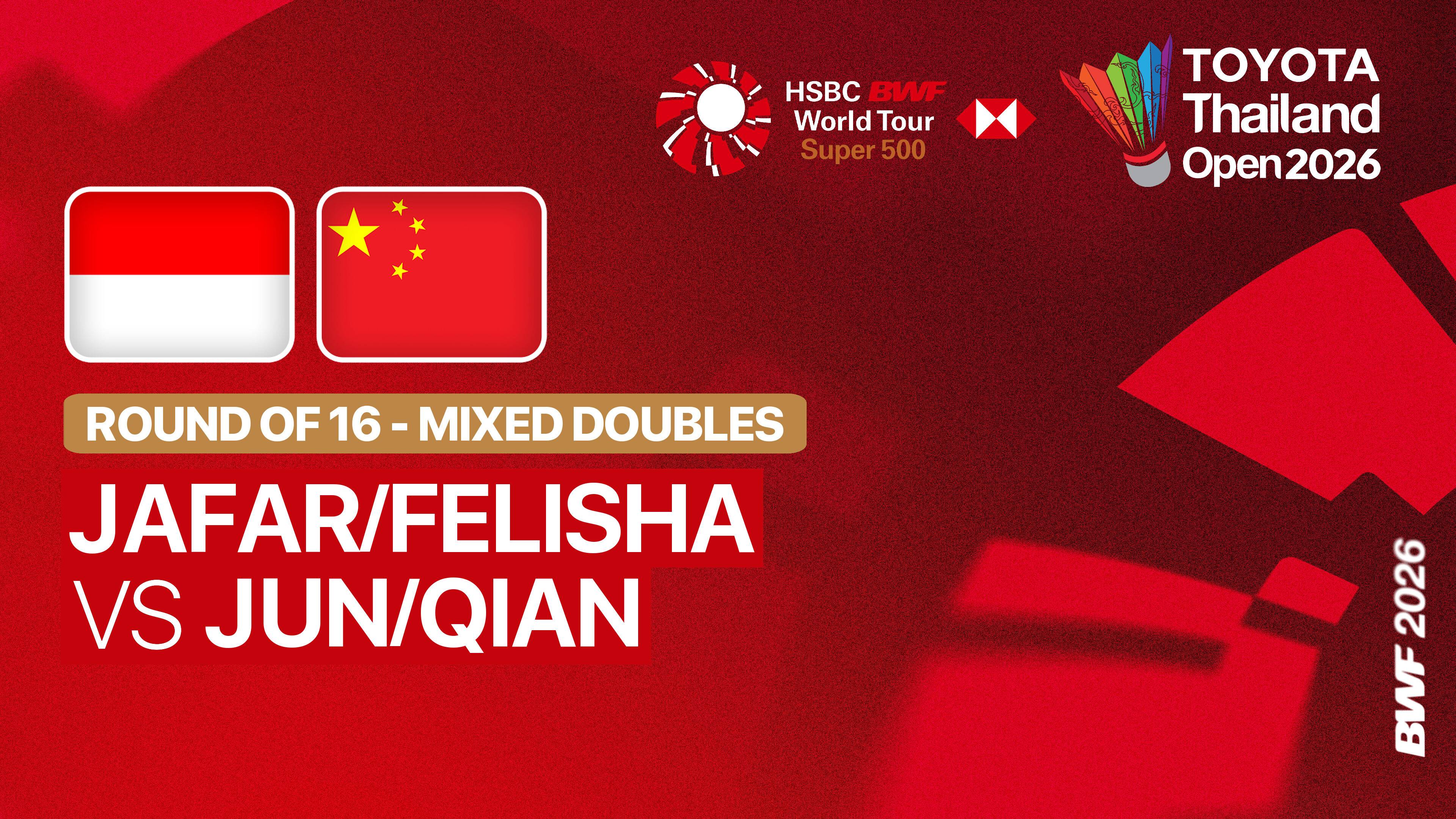 Jafar Hidayatullah/Felisha Alberta Nathaniel Pasaribu (INA) vs Zhu Yi Jun/Li Qian (CHN) - Mixed Doubles Round of 16 | TOYOTA Thailand Open 2026