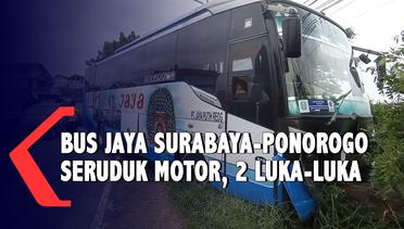 Bus Jaya Seruduk Motor di Madiun Dua Oarang Luka-Luka