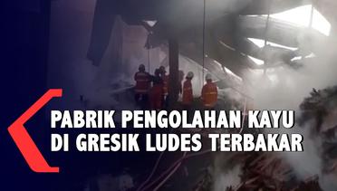 Kebakaran Pabrik Pengolahan Kayu di Driyorejo Gresik, Satu Truk Ludes Terbakar