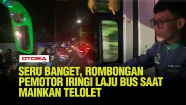Aksi Seru di Malam Hari, Bus Mainkan Klakson Telolet di Sambut Rombongan Pengendara Motor