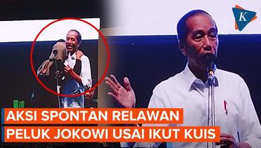 Momen Jokowi Dipeluk Relawan Karena Berhasil Menjawab Kuis
