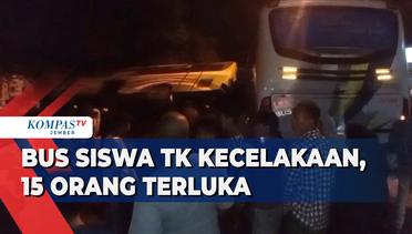 Bus Rombongan Siswa TK Kecelakaan di Jalur TSI Prigen, 15 Orang Terluka