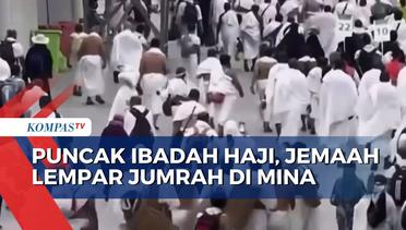 Puncak Ibadah Haji 2023, Jemaah Lempar Jumrah di Mina