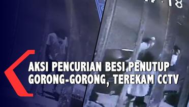 Aksi Pencurian Besi Penutup Gorong gorong Diangkut Becak di Surabaya Terekam CCTV
