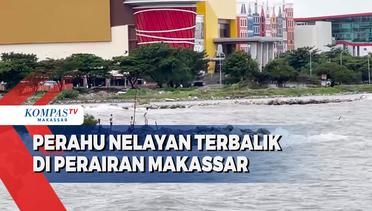 Perahu Nelayan Terbalik di Perairan Makassar