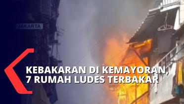 Kebakaran Landa Permukiman Padat Penduduk di Kemayoran, 7 Rumah Ludes Terbakar!