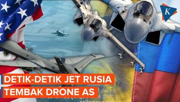 Penampakan Jet Tempur Rusia Pepet Drone AS di Atas Suriah