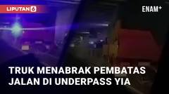 Kecelakaan Truk Menabrak Pembatas Jalan di Underpass Bandara YIA Kulonprogo