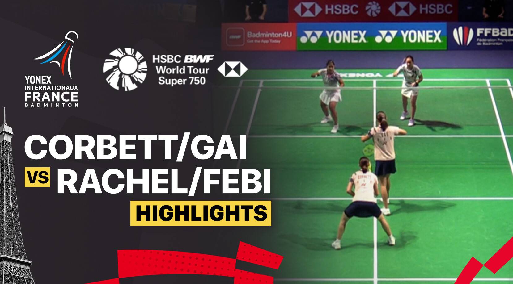 Francesca Corbett/Jennie Gai (USA) vs Rachel Allesya Rose/Febi Setianingrum (INA) - Women's Doubles Round of 32 | YONEX French Open 2025