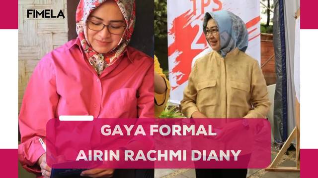6 Gaya Formal Airin Rachmi Diany yang Identik dengan Hijab dan Kacamata