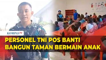 Personel TNI Pos Banti Bangun Taman Bermain Anak di Distrik Tembagapura