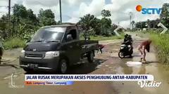 Protes Jalan Raya Tak Kunjung Diperbaiki, Warga Lampung Tebar Ikan di Kubangan Jalan _ Liputan 6