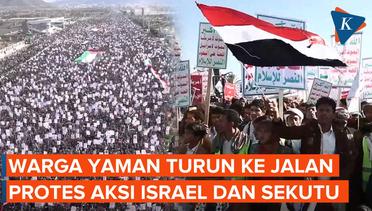 Puluhan Ribu Penduduk Yaman Padati Ibu Kota, Kecam Aksi Israel di Palestina