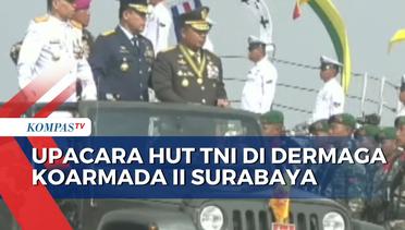 Upacara HUT ke-78 TNI Juga Digelar di Dermaga Koarmada II Surabaya, Dipimpin Mayjen Farid Makruf