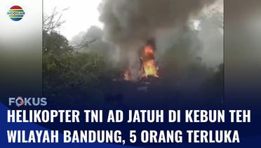 Helikopter TNI AD Jatuh dan Terbakar di Kebun Teh Kabupaten Bandung, Lima Orang Terluka | Fokus