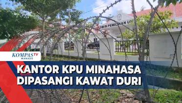 Jelang Pelaksanaan Pleno Tingkat Kabupaten, Kantor KPUD Minahasa Dipasang Kawat Duri