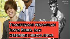 Transformasi penampilan Justin Bieber, dari kerempeng hingga kekar.
