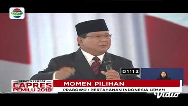 Prabowo :  Pertahanan  Indonesia Lemah | Momen Pilihan Debat Keempat Capres