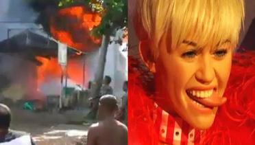 Ruko Onderdil Motor Terbakar hingga Patung Lilin Miley Cyrus Menjulurkan Lidah