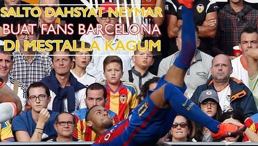 Salto Dahsyat Neymar Membuat Fans Barcelona di Mestalla Kagum