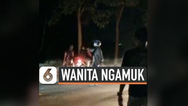 Viral Wanita Ngamuk di Tengah Jalan Raya 