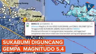 Gempa Magnitudo 5,4 Guncang Sukabumi, Tidak Berpotensi Tsunami
