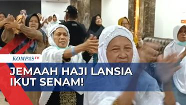 Antusias & Bersemangat, Jemaah Haji Lansia Ikut Senam Kebugaran yang Dipimpin Tenaga Kesehatan!