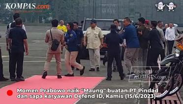 Momen Prabowo Naik "Maung" dan Sapa Pegawai Defend ID