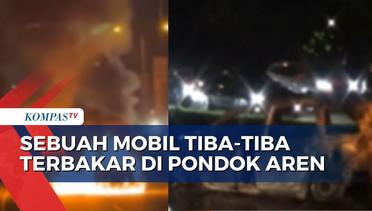 Diduga Korsleting, Sebuah Mobil Tiba-Tiba Terbakar Saat Melintas di Tol Pondok Aren!