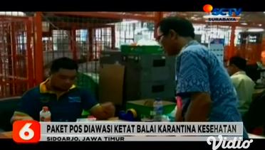Paket Pos Dari China Diawasi Ketat Balai Karantina Kesehatan. Sidoarjo, Jawa Timur
